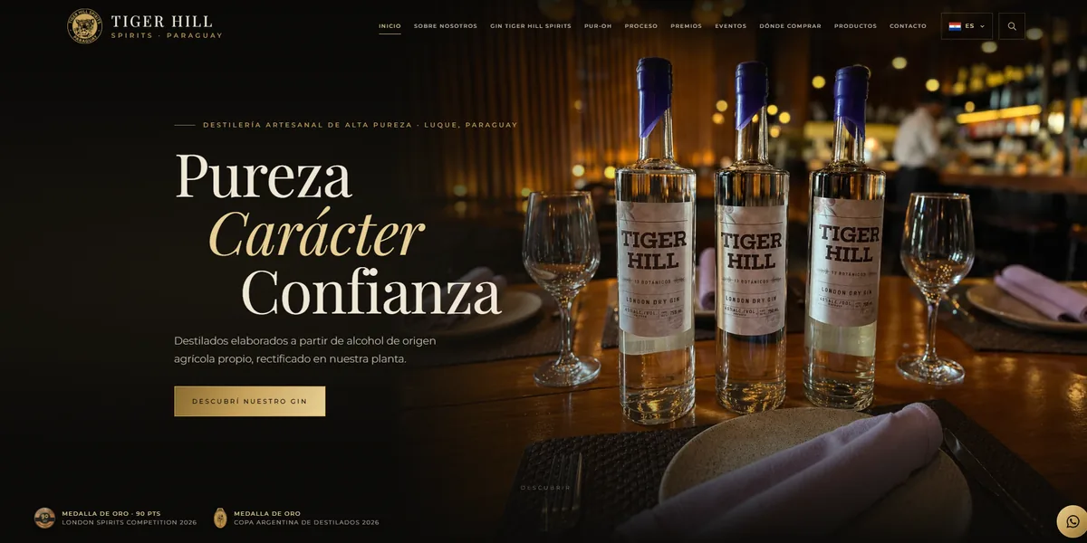 Página de inicio de Tiger Hill Spirits: destilería artesanal de gin